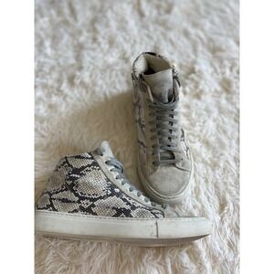 P448 Snakeskin High Top Sneakers Suede Leather Sid Zip Women's 39  Made in Italy